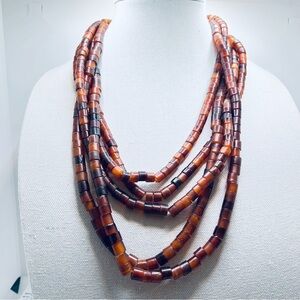 Monies Gerda Lynnggaard Vintage Horn Bead Elegant Multi-Strand Beaded Necklace